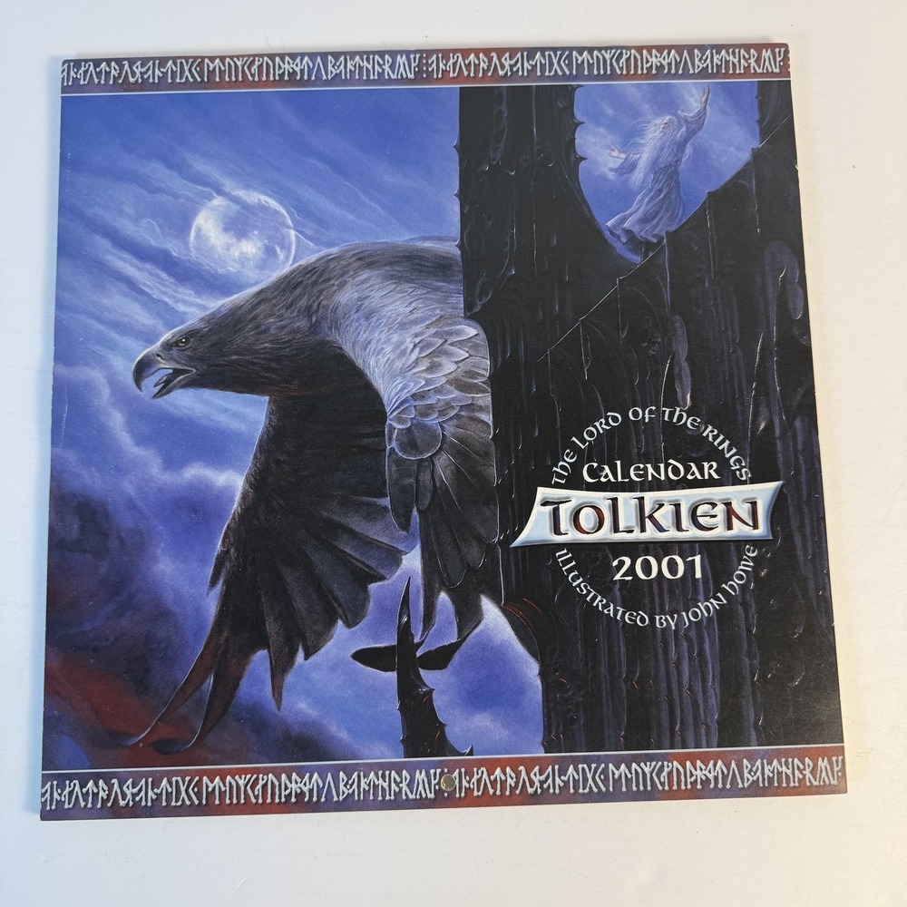 Vintage 2001 Tolkien Lord Of The Rings Wall Calendar John Howe Blue‎ Art Poster